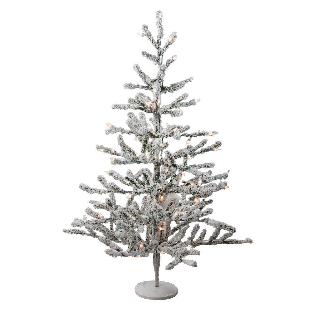 3' Pre-Lit Flocked Alpine Twig Artificial Christmas Tree - Warm White Lights - 3 Foot (White - 3 Foo | Bed Bath & Beyond