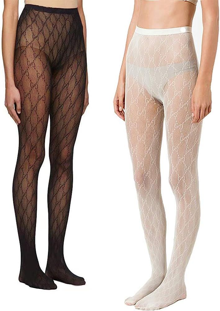 Letter G Fishnet Tights for Women, High Waist Stocking Footed Tights Jacquard Pattern Pantyhose (G) | Amazon (US)