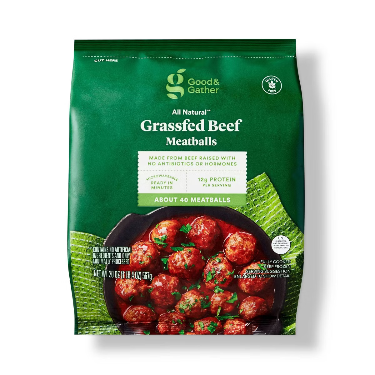 All Natural USDA Grassfed Beef Meatballs - Frozen - 20oz - Good & Gather™ | Target