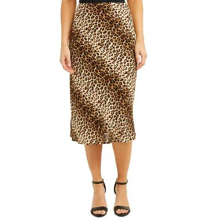 Women's Printed Midi Slip Skirt | Walmart (US)