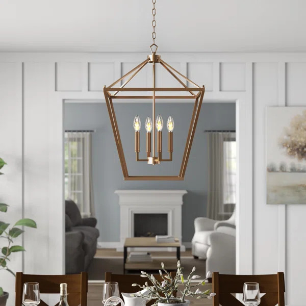 Joree 4 - Light Lantern Geometric Chandelier | Wayfair Professional