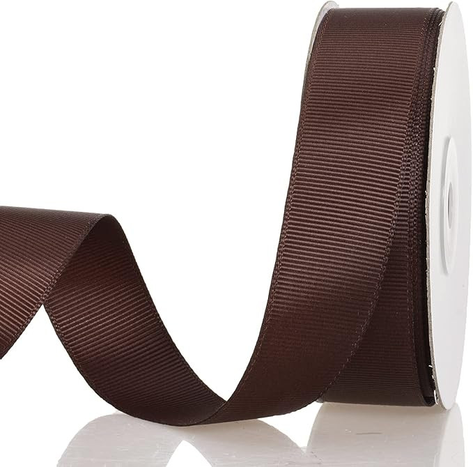 ATRBB 25 Yards 1 Inch Solid Grosgrain Ribbon Roll for Gift Wrapping DIY Hair Accessories (Coffee) | Amazon (US)