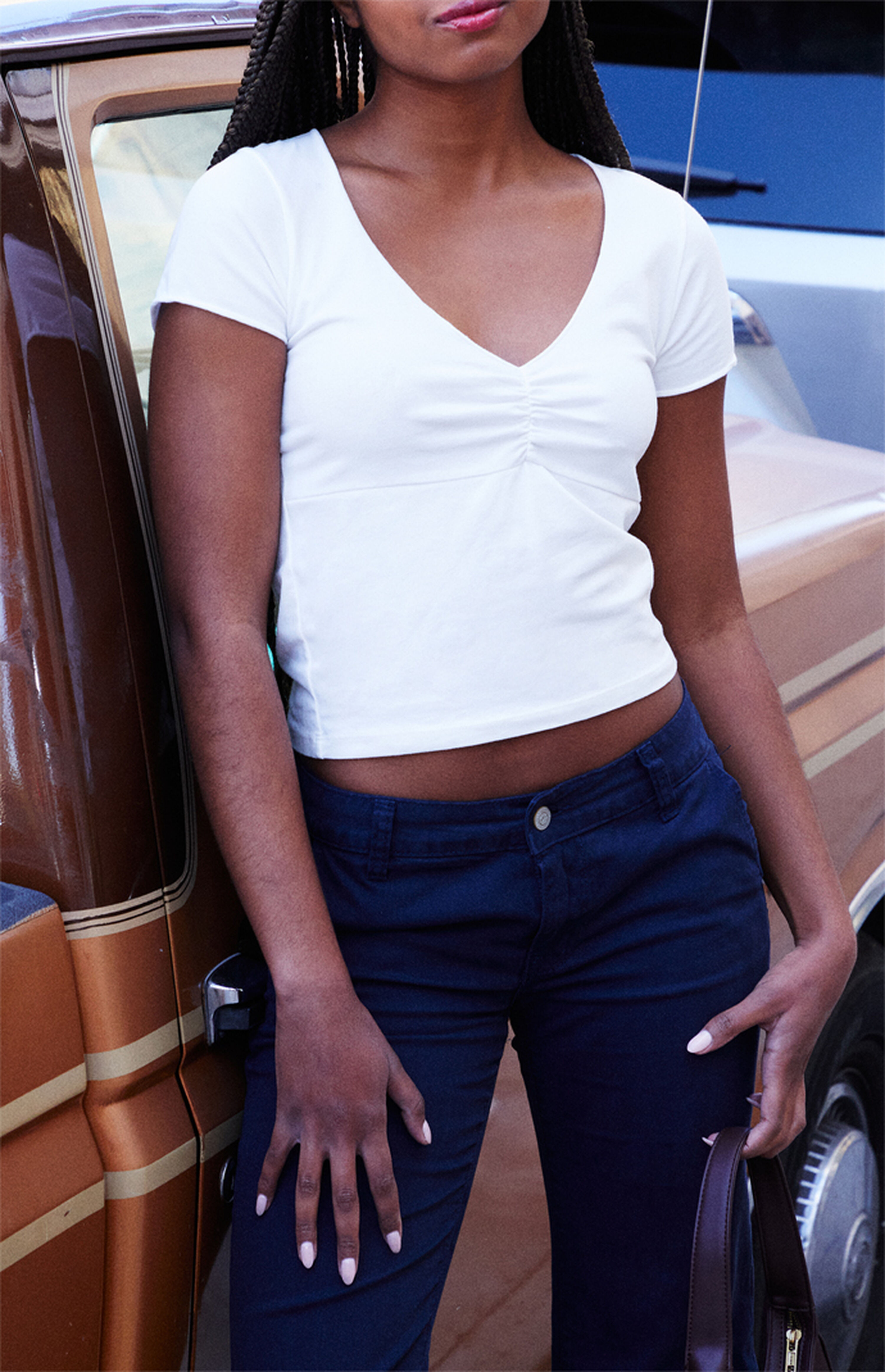 John Galt White Gina Cinched Top | PacSun