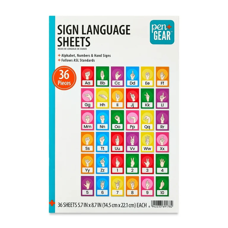 Pen+Gear Sign Language Sheets, 5.7" x 8.7", 36 Count, Adaptive Colorful and Well-Designed Sheets,... | Walmart (US)