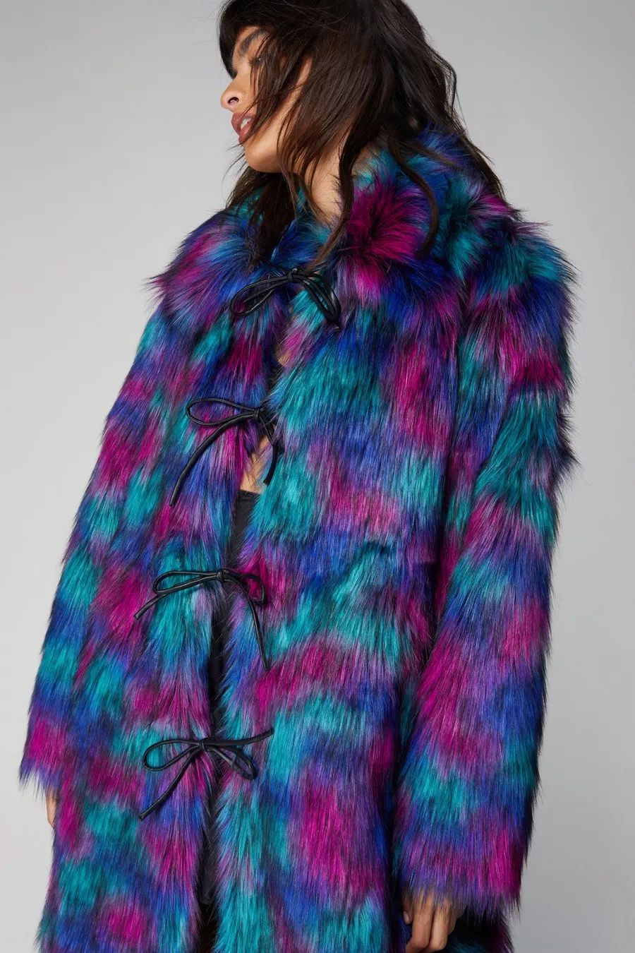 Premium Patterned Faux Fur Longline Coat | Nasty Gal US
