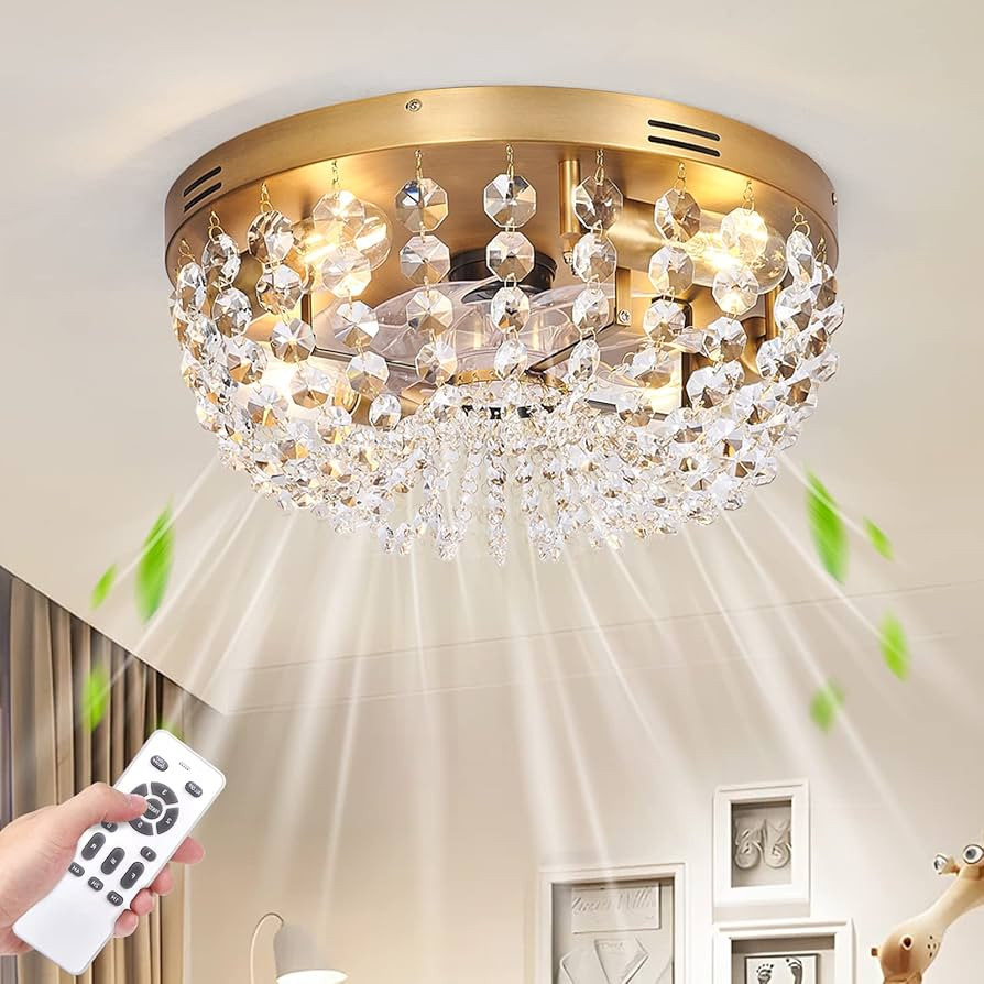 Ceiling Fan with Light Flush Mount Modern, Small Low Profile Boho Ceiling Fan with Light Remote C... | Amazon (US)