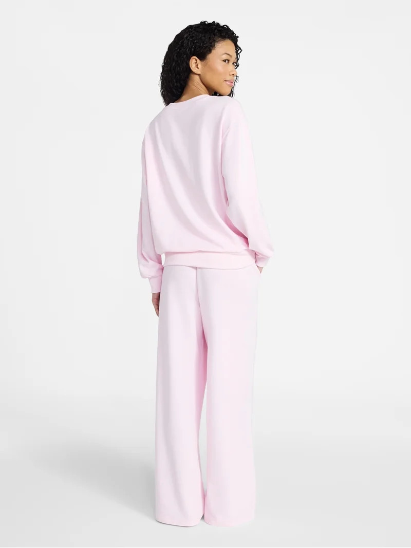 No Boundaries Cozy Sleep Long Sleeve Top and Pants Set, 2-Piece, Women’s | Walmart (US)