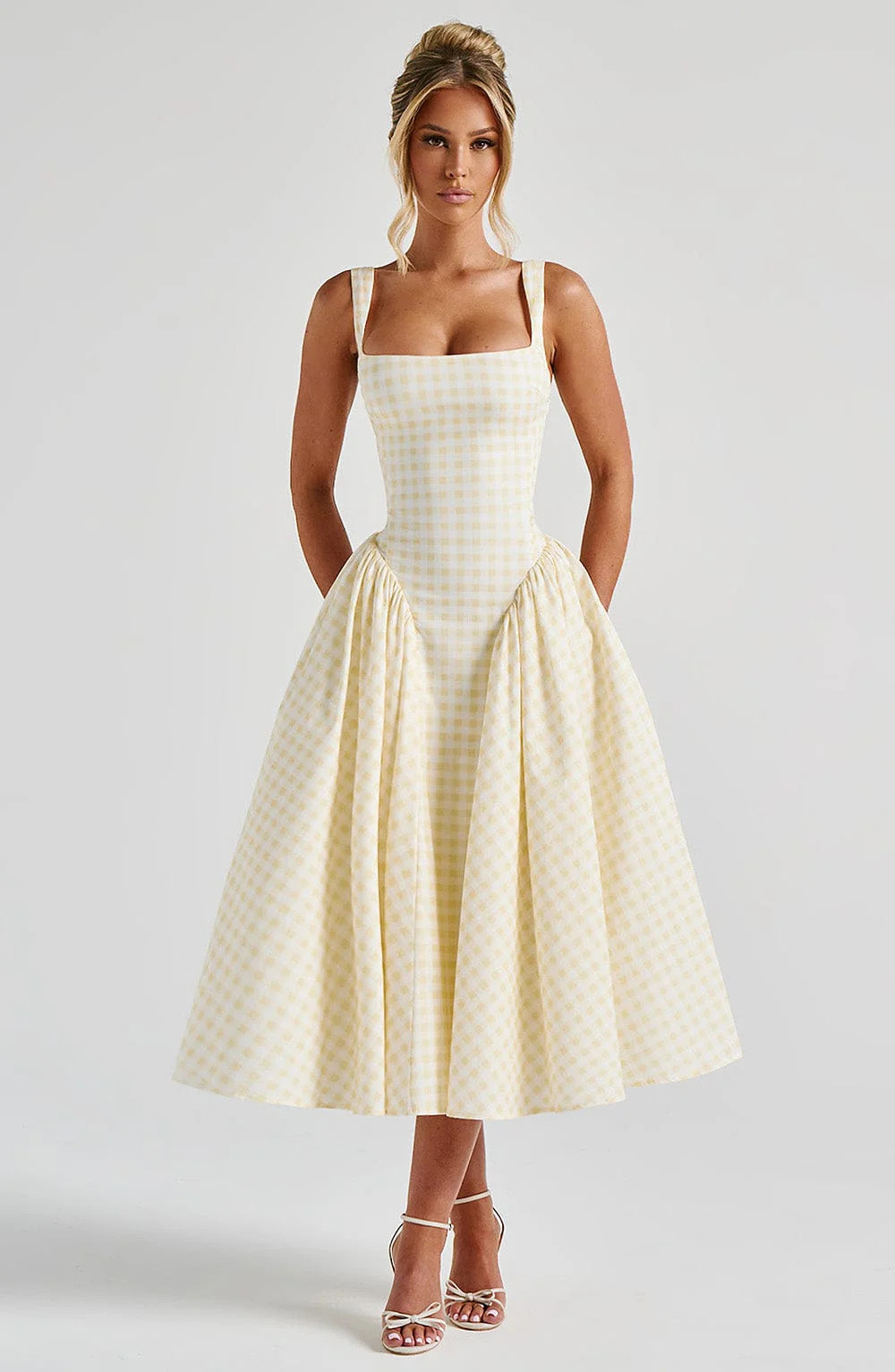 Sherrie Midi Dress - Lemon Gingham | Babyboo (global)