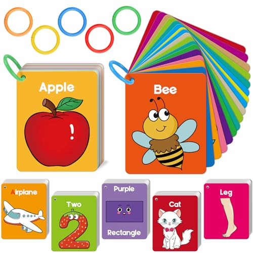Torlam Toddler Flash Cards Baby Cognitive Flashcards for Kids, Learning Alphabet, Numbers, Shapes & Colors, Animals, First Words, Body Parts, Foods, Preschool Kindergarten Activities Educational Toys | Amazon (US)