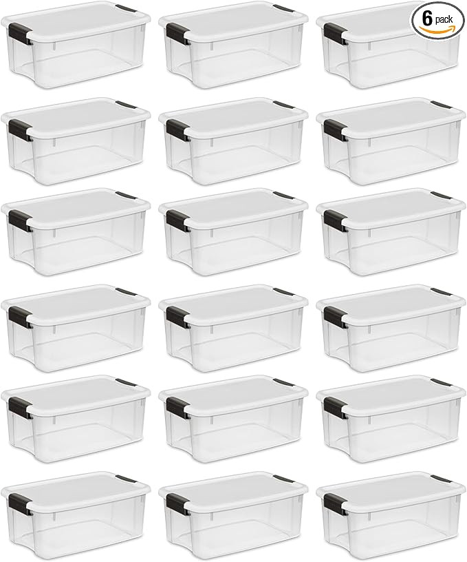 Sterilite 18 Qt Ultra Latch Box, Stackable Storage Bin with Lid, Plastic Container with Heavy Dut... | Amazon (US)