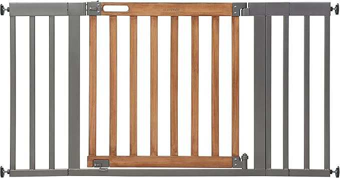 Summer West End Safety Baby Gate, Honey Oak Stained Wood with Slate Metal Frame – 30” Tall, F... | Amazon (US)