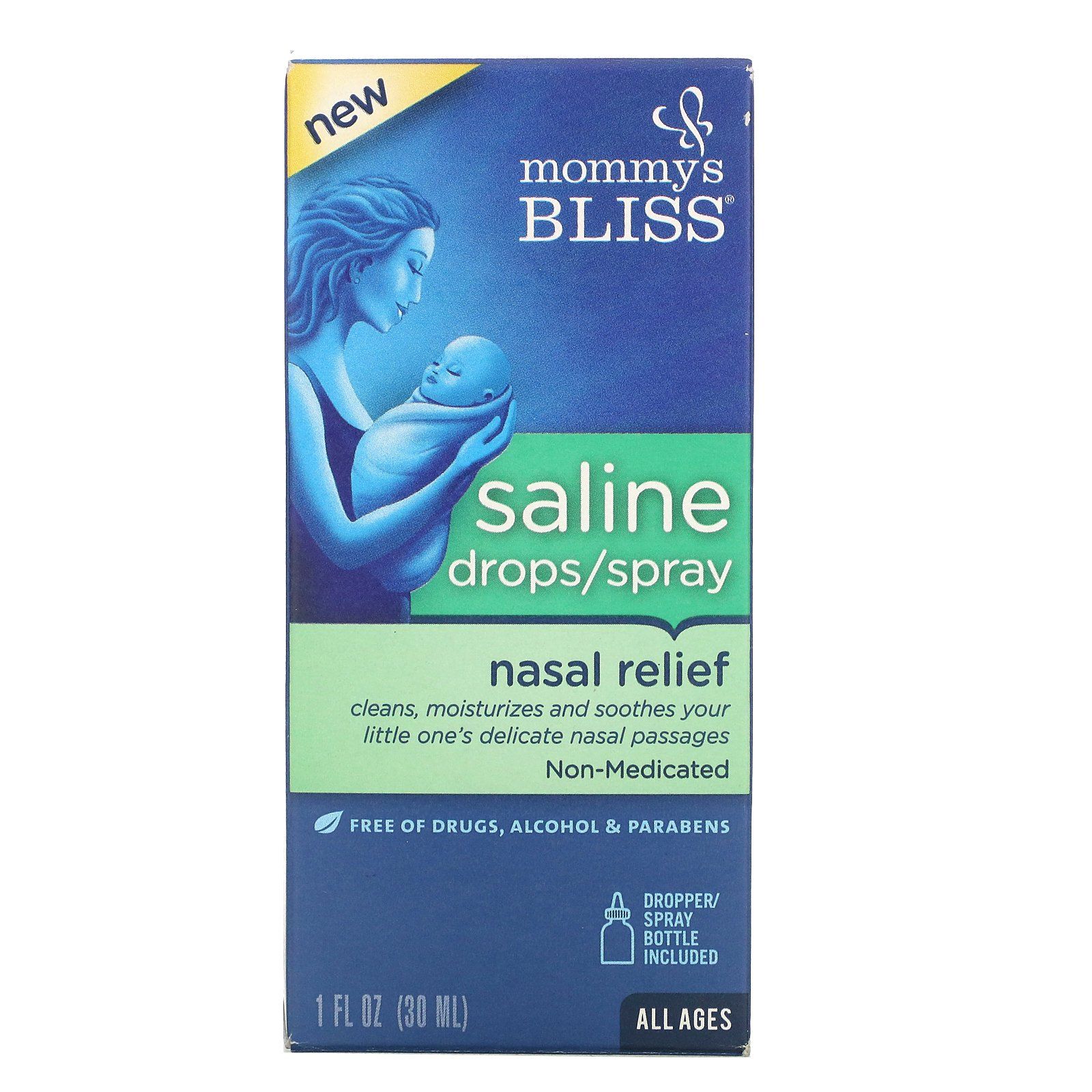 Mommy's Bliss Saline Drops/Spray Nasal Relief, All Ages, 1 fl oz (30 ml) | Walmart (US)
