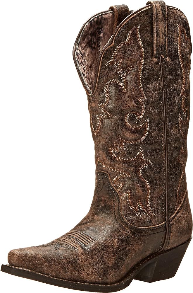 Laredo Womens Access Goat Snip Toe Dress Boots Knee High Low Heel 1-2" - Black | Amazon (US)