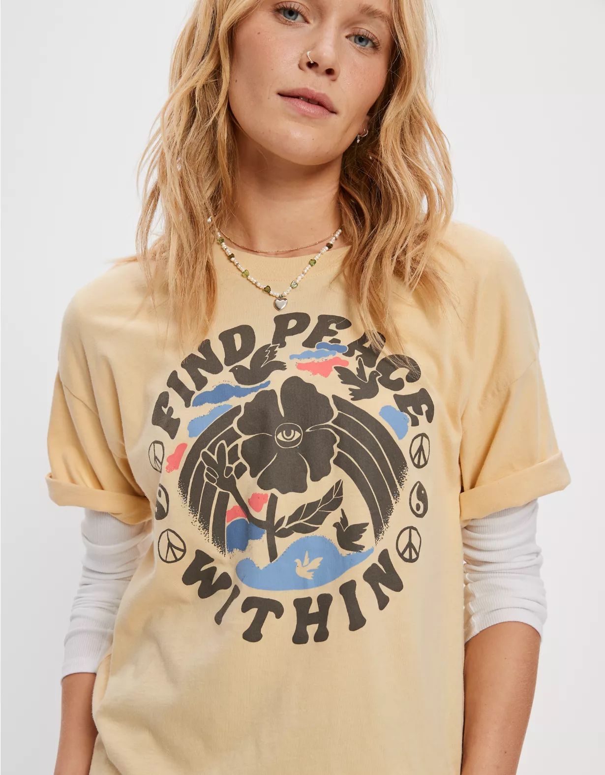 AE Oversized Find Peace Within Graphic Tee | American Eagle Outfitters (US & CA)