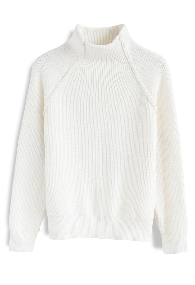 Heart and Soul Patched Knit Sweater in White | Chicwish