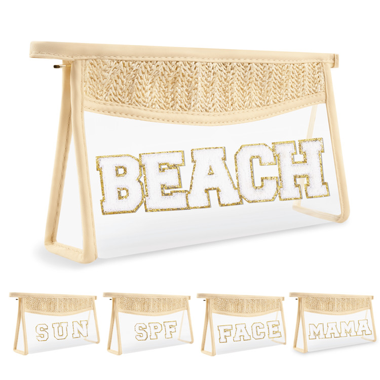 Boho Patch SPF Bag Clear Makeup Letter Bag, Waterproof Zipper Make Up Bag Toiletry Pouch For Wome... | SHEIN