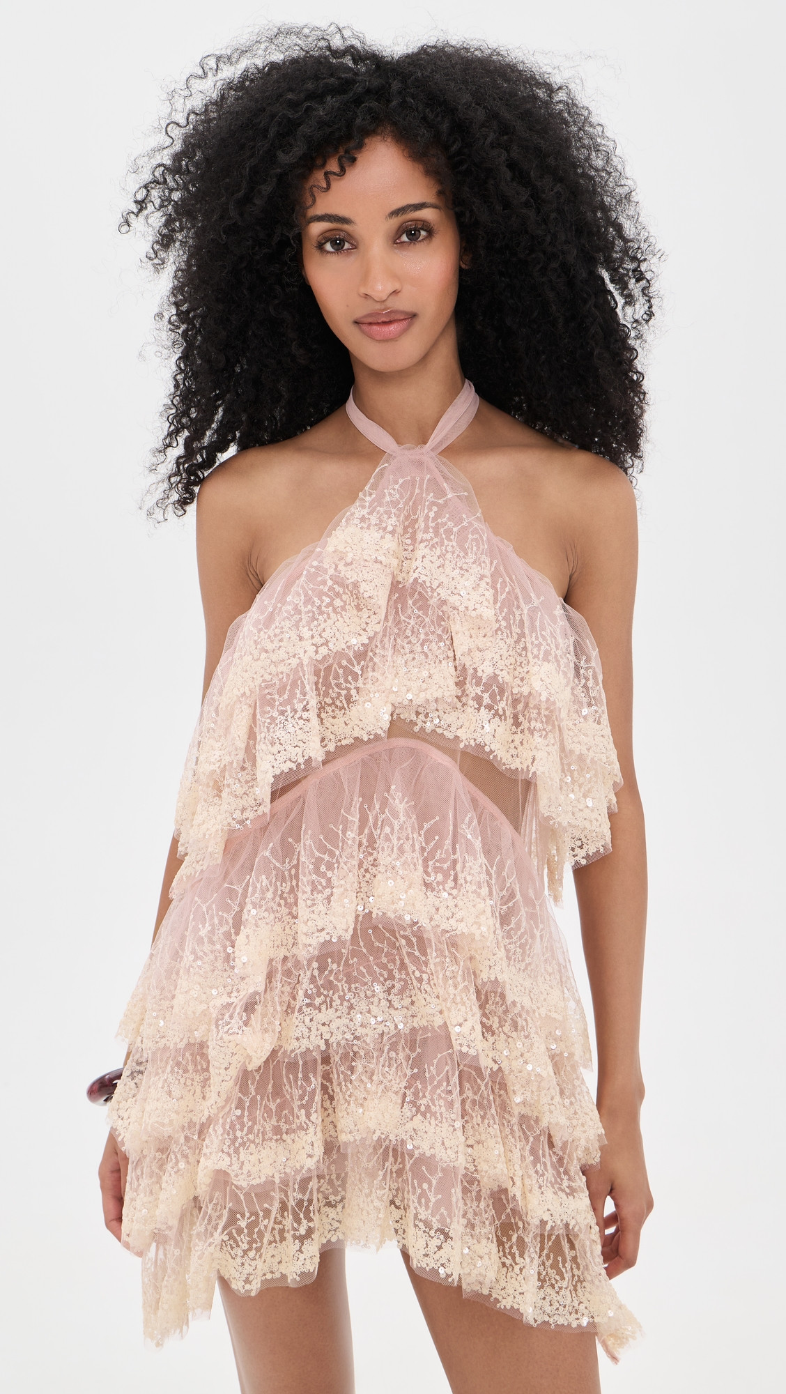 AKNVAS Angelica Ruffle Tiered Dress Nude 2 | Shopbop