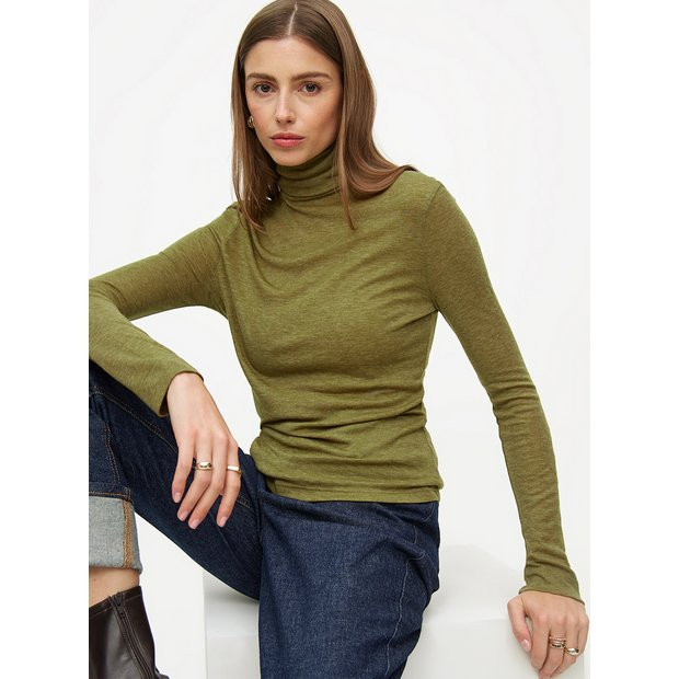 Olive Green Roll Neck Long Sleeve Top 16 | Tu Clothing
