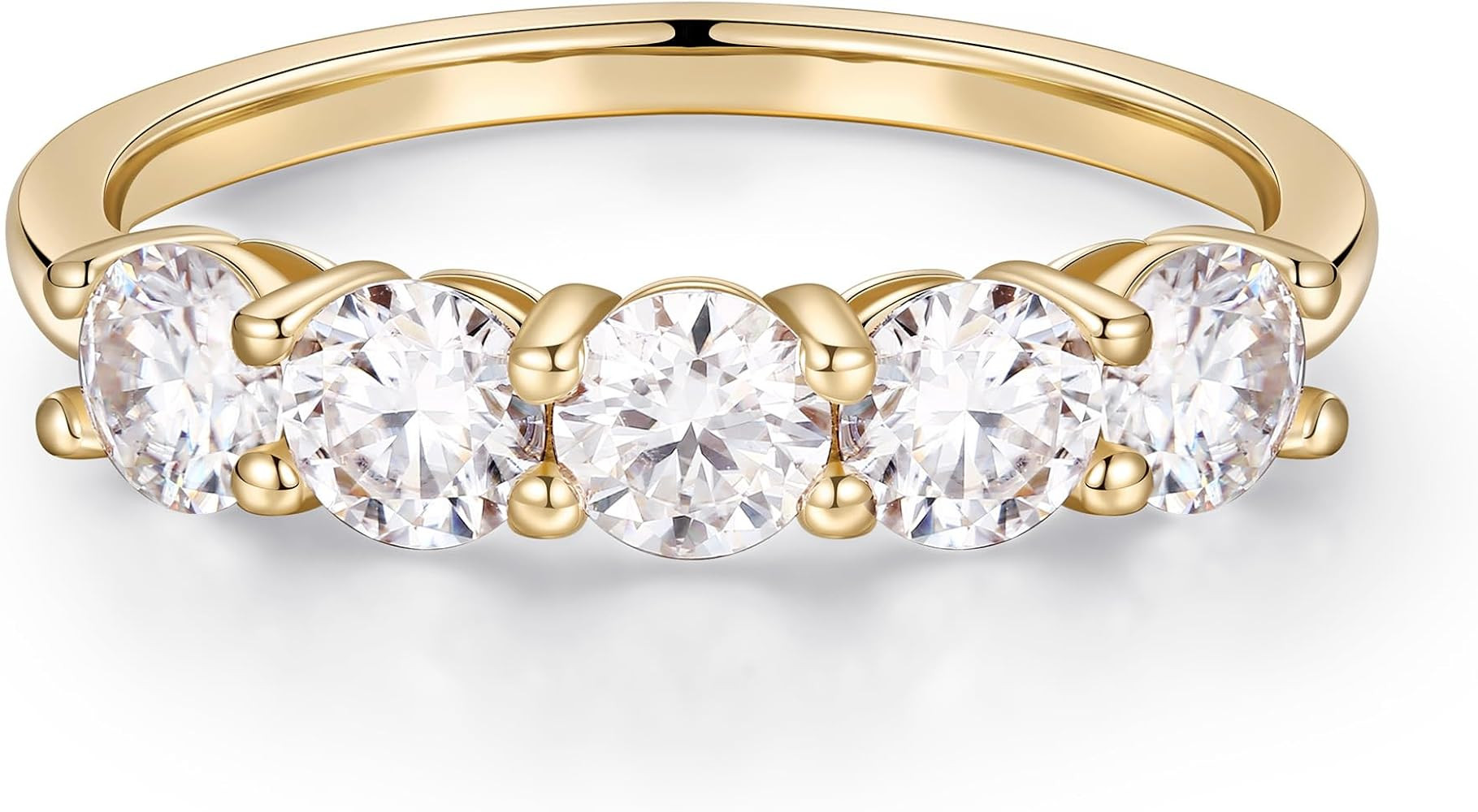 MOOSEA 5 Stone Moissanite Rings for Women, 3.75MM D Color VVS1 Clarity Lab Created Moissanite Ann... | Amazon (US)