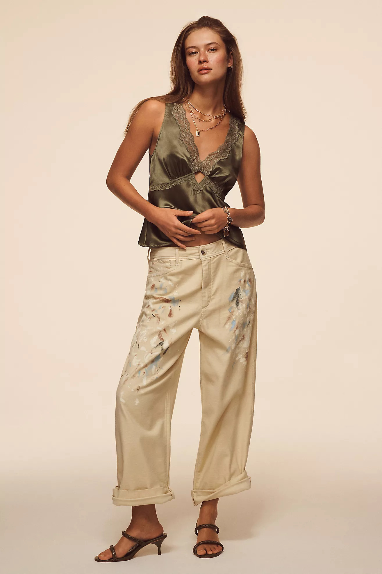 Pilcro Painted Slouchy Cuffed Pants | Anthropologie (US)