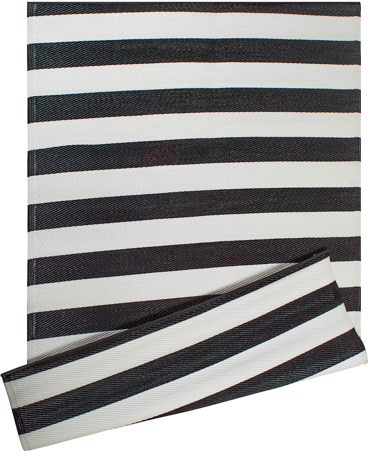 DII Reversible Indoor Woven Striped Outdoor Rug, 4x6', White & Black | Amazon (US)