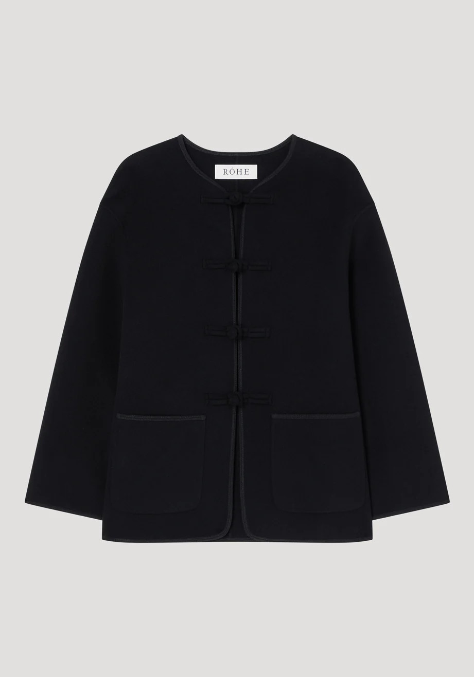 mandarin double-faced wool jacket | black | Rohe