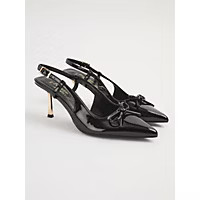 Black Patent Bow Sling Back Heels | George at ASDA