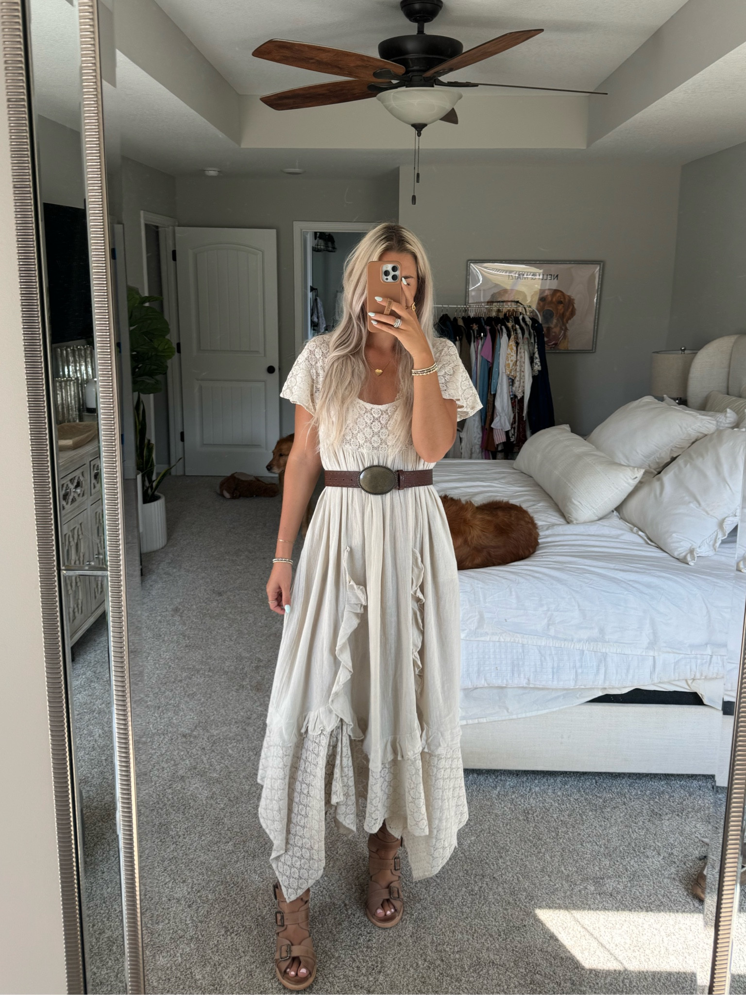 size xs in dress - the top is see through lace so i wear a lace bralette under! true to size in heels - use code KIRAMAESTEINER, size small in belt 

church outfit 
western fashion 

#LTKStyleTip #LTKFindsUnder50 #LTKFallSale