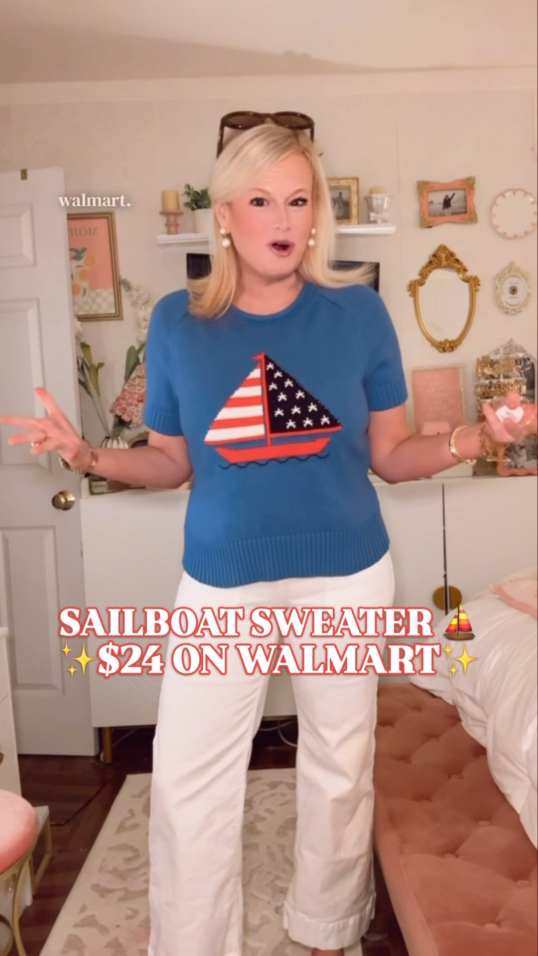 preppy summer sweater women | sailboat sweater women | coastal style sweater women | 100% cotton sweater women | nautical outfit women | short sleeve sweater women | walmart fashion finds

This is that classic preppy summer sweater that feels straight out of a Ralph Lauren or J.Crew catalog just without the price tag.

The sailboat graphic. The Americana color palette. The clean, structured knit that instantly reads polished.

It’s one of those pieces that makes a simple outfit look like you actually thought about it.

I’m wearing a medium. True to size with an easy, classic fit that works tucked, untucked, or styled with white denim for that effortless coastal look.

100% cotton — lightweight, breathable, and soft with just enough structure to hold its shape. Not heavy, not stiff. The kind of sweater you can actually wear all spring and summer.

This is the one you reach for when you want:
• preppy summer outfits
• coastal style outfits
• nautical outfits women
• polished everyday outfits
• easy resort or vacation looks

The sailboat gives it personality, but the silhouette keeps it classic.

It looks like something that should be triple the price.

But it’s not.

preppy summer sweater women, sailboat sweater women, nautical sweater women, coastal style sweater women, 100 cotton sweater women, lightweight summer sweater women, short sleeve knit sweater women, preppy outfits women summer, coastal outfits women, beach town outfits women, lake outfit women, resort casual outfits women, americana style outfit women, red white blue outfit women, everyday elevated basics women, walmart fashion finds, affordable preppy style, look for less preppy outfits

#LTKFindsUnder50 #PreppyStyle #CoastalStyle #NauticalStyle #LookForLess #WalmartFinds #LookForLess #RalphLauren #JCrew

#LTKWorkwear #LTKTravel #LTKSeasonal