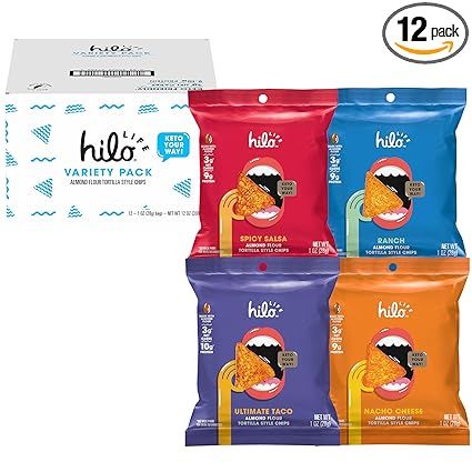 Hilo Life Low Carb Keto Friendly Tortilla Chip Snack Bags, Variety Pack, 1 Ounce (Pack of 12) | Amazon (US)