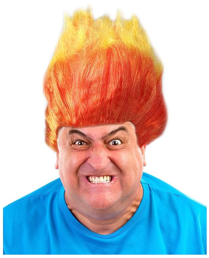 Costume Adventure Two Toned Flame Wig Orange and Yellow Flame Wig Anger Wig Fire Wig Disgust Cost... | Amazon (US)