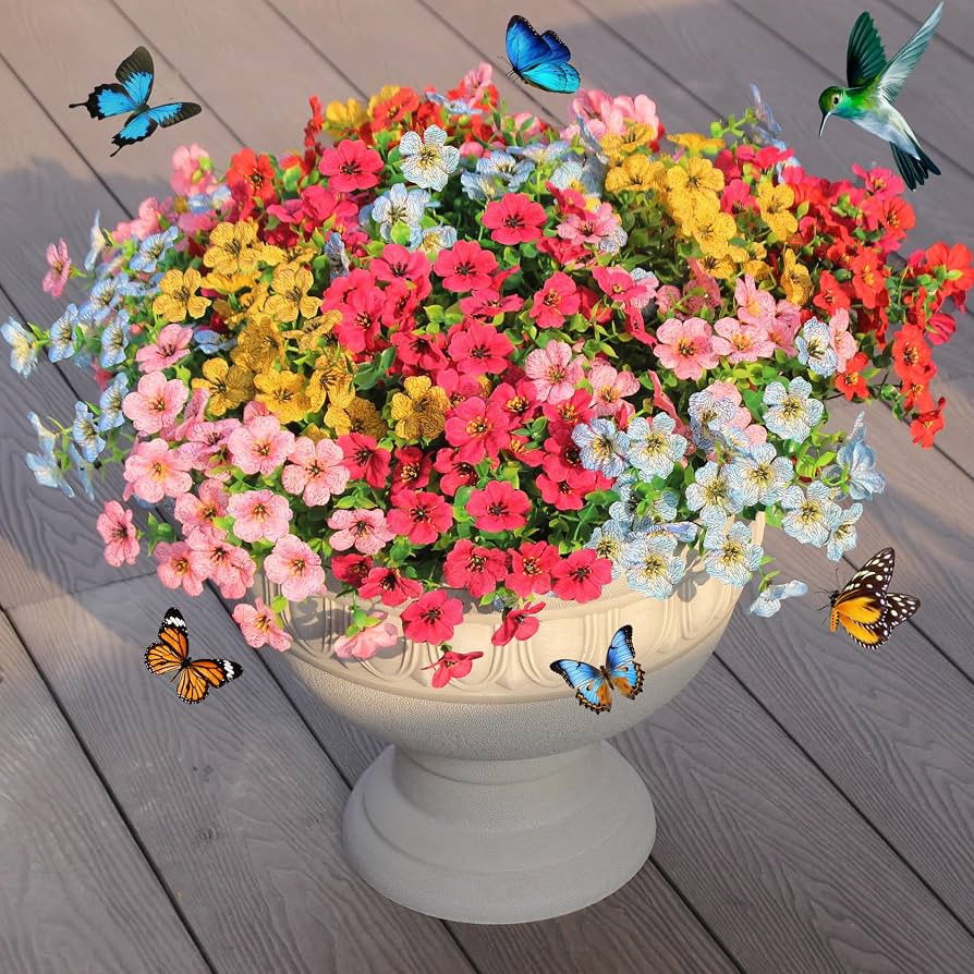 Artificial Flowers for Outdoor Decor, 16 Pack UV-Resistant Fake Colorful Silk Daisy Flowers, Perf... | Amazon (US)