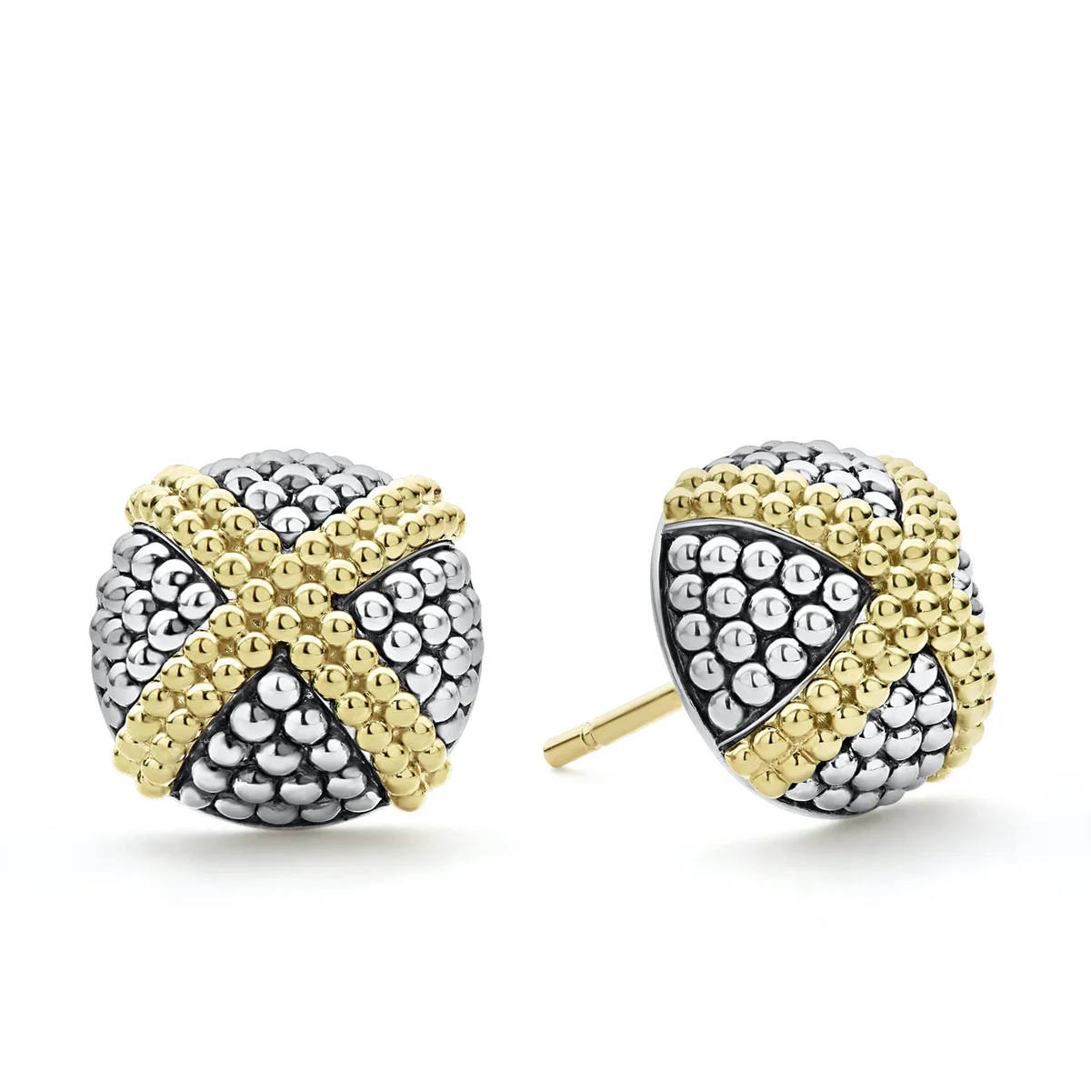 Two-Tone X Caviar Stud Earrings | LAGOS