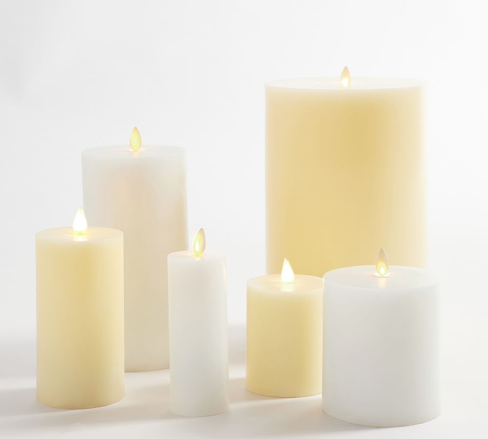 Premium Flickering Flameless Wax Pillar Candle | Pottery Barn (US)