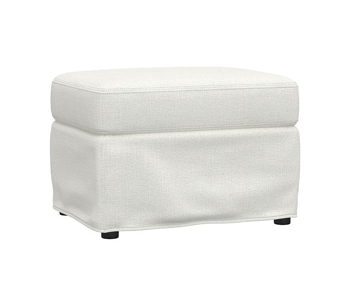 Slipcovered Wingback Ottoman, Basketweave Slub, Ivory | Pottery Barn Kids