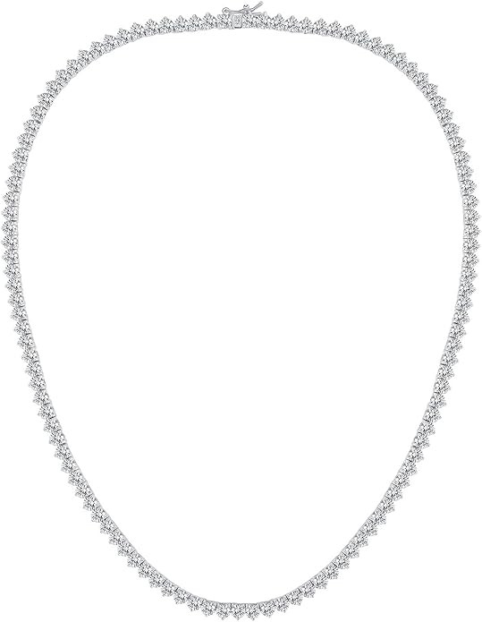 GMESME 3 Prong 18K White Gold Plated Cubic Zirconia Classic Tennis Necklace (16-24inch) | Amazon (US)