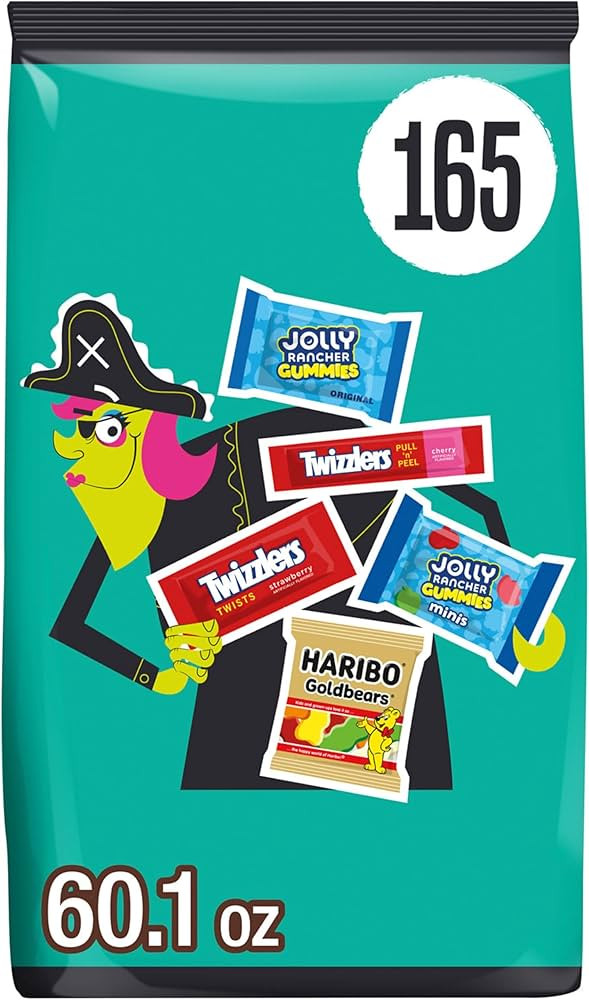 HARIBO, JOLLY RANCHER and TWIZZLERS Assorted Fruit Flavored, Halloween Candy Bulk Bag, 60.1 oz (1... | Amazon (US)