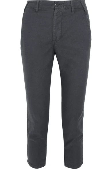 The Great - The Miner Cropped Twill Straight-leg Pants - Anthracite | NET-A-PORTER (US)