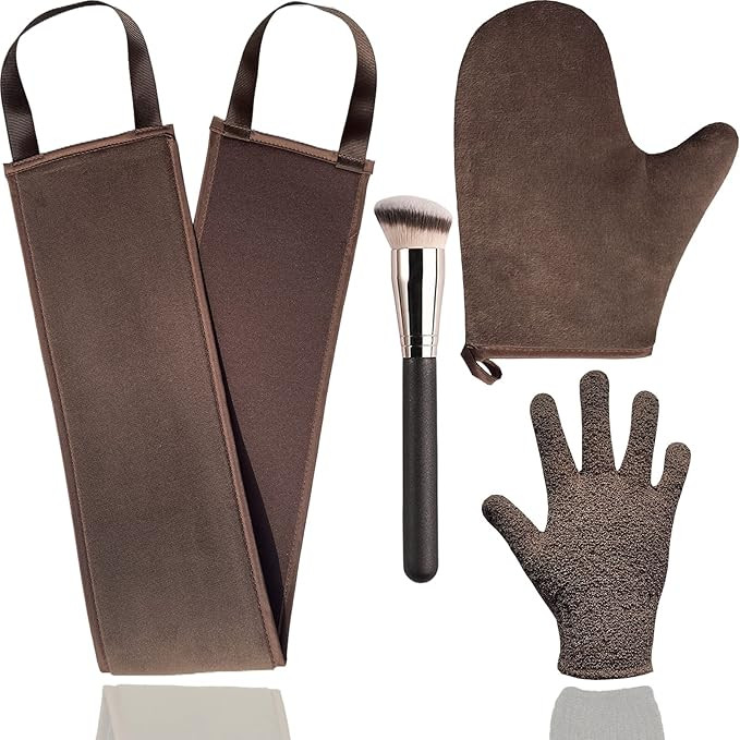 Self Tanning Mitt Applicator Kit, Includes Velvety Self Tanner Mitt, Back Tanning Applicator, Exf... | Amazon (US)