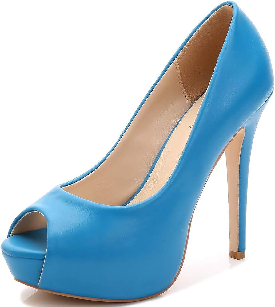 YooPrettyz Women Peep Toe High Heels Wedding Platform Shoes Party Dress Stiletto Pump | Amazon (US)