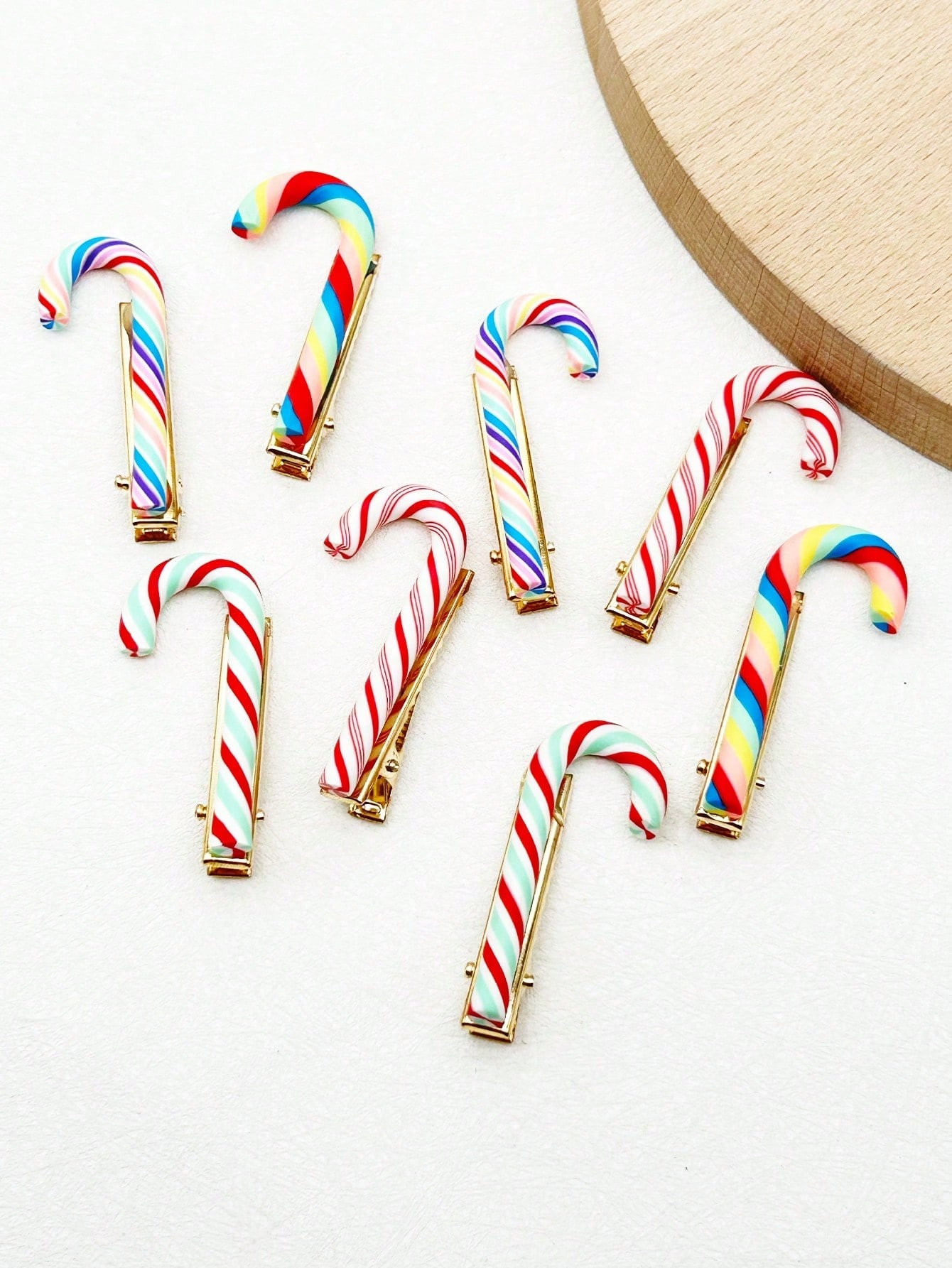 2pcs Women's Colorful Candy Cane Hair Clips, Christmas Hair Clips, Rainbow Sugar Duckbill Clip, H... | SHEIN