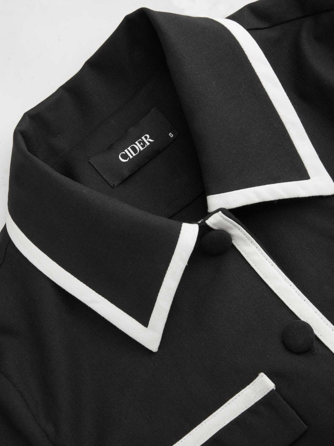 Linen-blend Polo Contrasting Binding Short Sleeve Top... | Cider