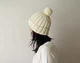 Hand Knitted Chunky Hat in Cream - Beanie with Pom Pom - Seamless - Wool Blend - Made to Order | Amazon (US)