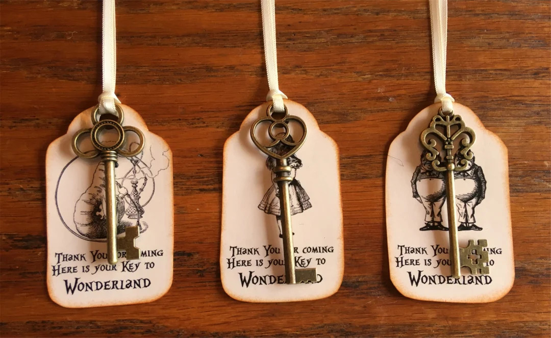 Alice in Wonderland 12 Party Tags With Brass Keys Wedding, Shower, Party - Etsy | Etsy (US)