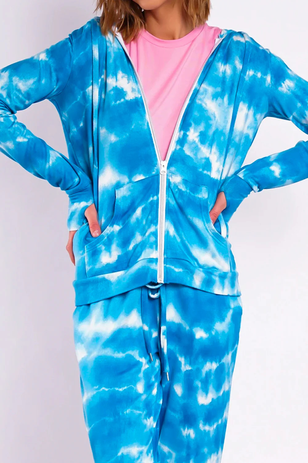 CLOUD ZIP UP - Teal Tie Dye | Los Angeles Trading Co