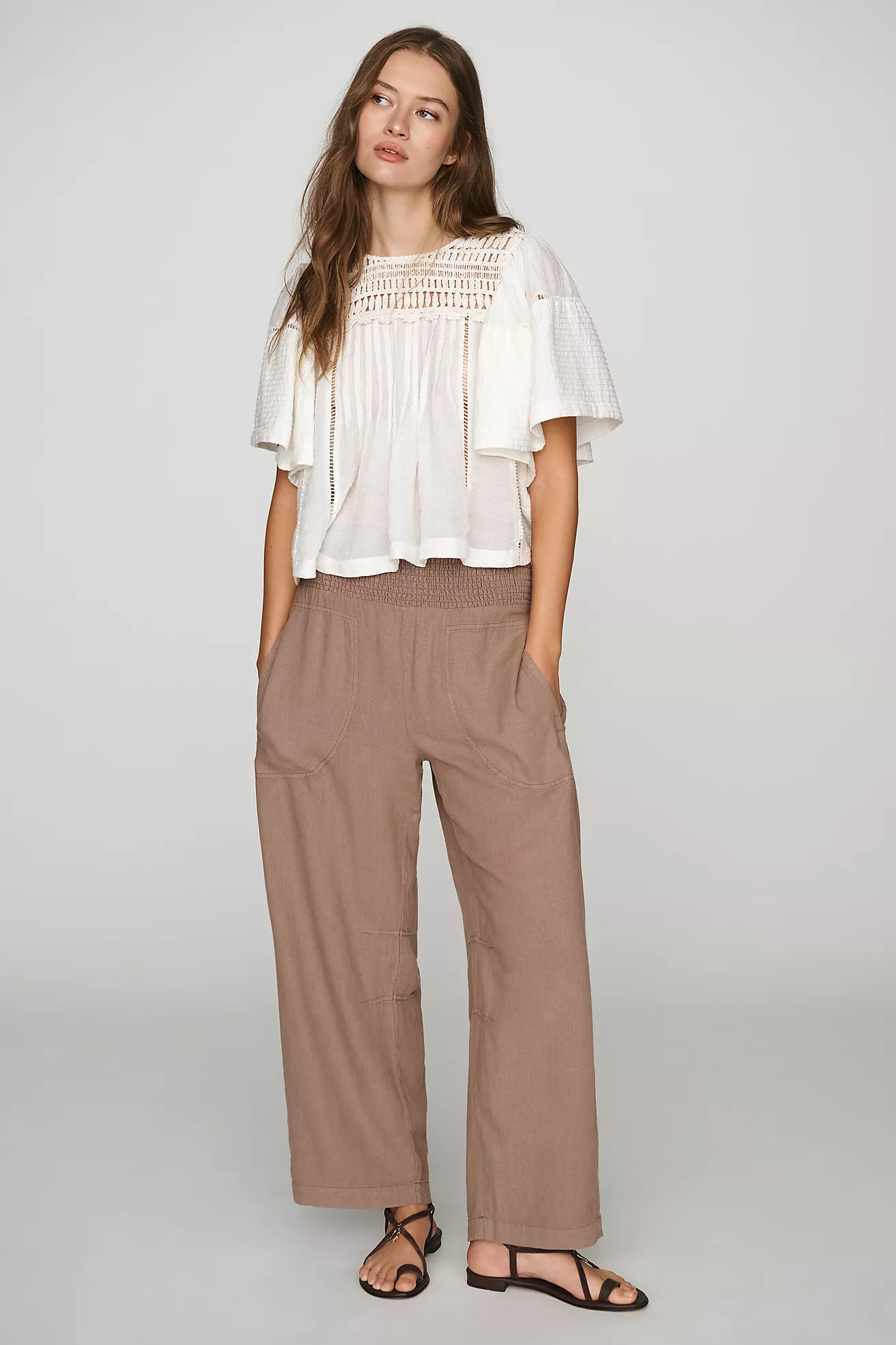 Pilcro Reese Smocked Pull-On Barrel Pants | Anthropologie (US)