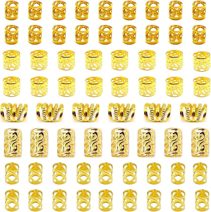 Gold Hair Jewelry Braid, Tuefuzy 100 Pcs Hair Accessory, Hair Dreadlock Accessory Braid, Metal Go... | Amazon (US)