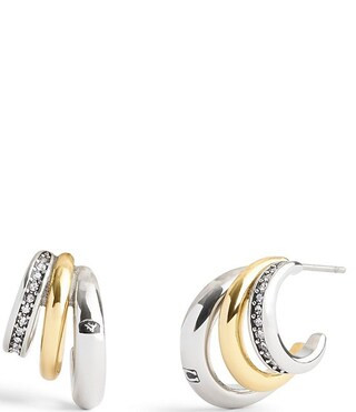 COACH Pave Tubular Triple Huggies Two Tone Hoop Earrings | Dillard's | Dillard's