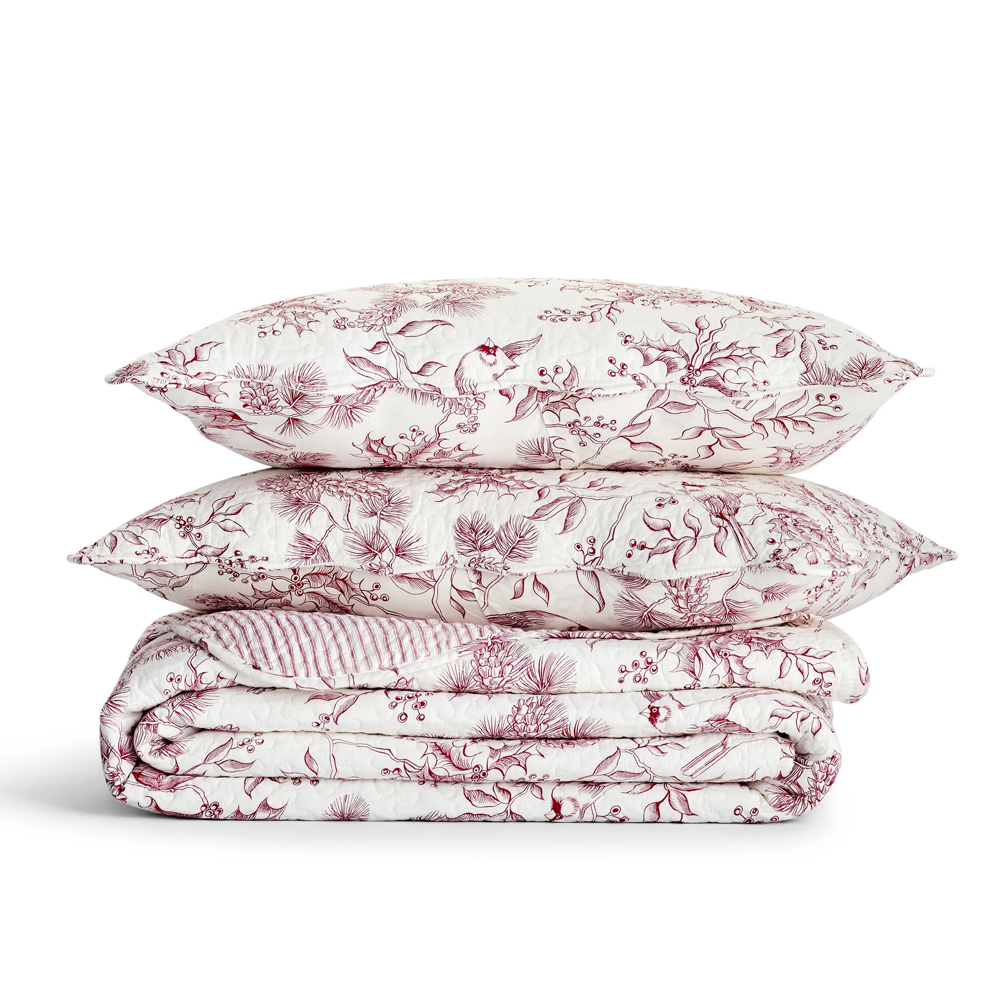 Birch Lane™ Iria Red/White Standard Cotton Reversible Quilt Set & Reviews | Wayfair | Wayfair North America