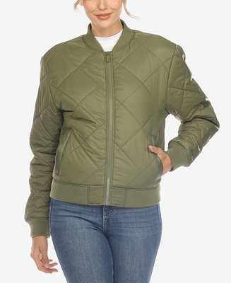 Women's Lightweight Diamond Quilted Puffer Bomber Jacket | Macy's